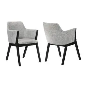Renzo Light Gray Fabric and Black Wood Dining Side Chairs - Set of 2 Renzo Light Gray Fabric and Black Wood Dining Side Chairs - Set of 2