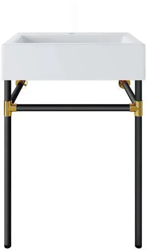 Redeem 24" Wall-Mount Black Stainless Steel Bathroom Vanity Black White EEI-5537-BLK-WHI Redeem 24" Wall-Mount Black Stainless Steel Bathroom Vanity Black White EEI-5537-BLK-WHI
