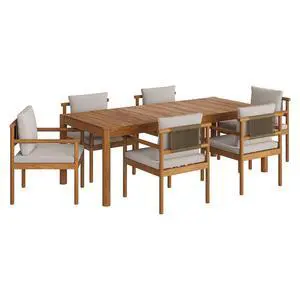 Eleni 7 Piece Outdoor Patio Teak Wood Dining Set by Modway Eleni 7 Piece Outdoor Patio Teak Wood Dining Set by Modway