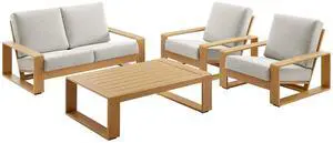 Lirienne 4-Piece Outdoor Patio Aluminum Faux Wood Furniture Set Lirienne 4-Piece Outdoor Patio Aluminum Faux Wood Furniture Set
