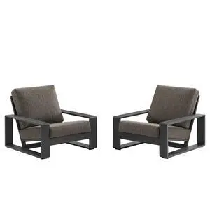 Lirienne Outdoor Patio Aluminum Faux Wood Armchairs Set of 2 Lirienne Outdoor Patio Aluminum Faux Wood Armchairs Set of 2