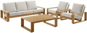 Lirienne 4-Piece Outdoor Patio Aluminum Faux Wood Furniture Set Lirienne 4-Piece Outdoor Patio Aluminum Faux Wood Furniture Set