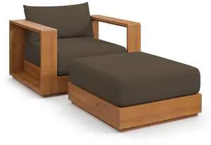 Tahoe 2-Piece Outdoor Patio Acacia Wood Armchair and Ottoman Set by Modway Tahoe 2-Piece Outdoor Patio Acacia Wood Armchair and Ottoman Set by Modway