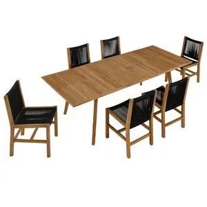 Vienna 7-Piece Outdoor Patio Teak and Rope Dining Set with Armless Chairs by Modway Vienna 7-Piece Outdoor Patio Teak and Rope Dining Set with Armless Chairs by Modway