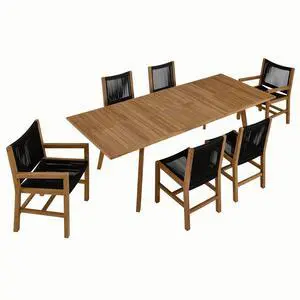 Vienna 7-Piece Outdoor Patio Teak and Rope Dining Set by Modway Vienna 7-Piece Outdoor Patio Teak and Rope Dining Set by Modway