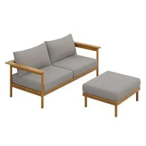 Wren 2-Piece Outdoor Patio Teak Wood Sofa and Ottoman Set by Modway Wren 2-Piece Outdoor Patio Teak Wood Sofa and Ottoman Set by Modway