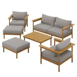 Wren 6-Piece Outdoor Patio Teak Wood Furniture Set by Modway Wren 6-Piece Outdoor Patio Teak Wood Furniture Set by Modway