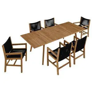 Vienna 7-Piece Outdoor Patio Teak and Rope Dining Set with Armchairs by Modway Vienna 7-Piece Outdoor Patio Teak and Rope Dining Set with Armchairs by Modway
