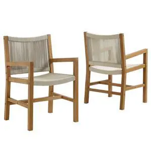 Vienna Outdoor Patio Teak and Rope Dining Chairs Set of 2 Vienna Outdoor Patio Teak and Rope Dining Chairs Set of 2