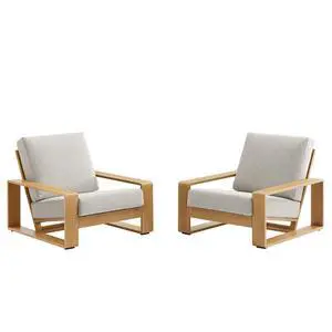 Lirienne Outdoor Patio Aluminum Faux Wood Armchairs Set of 2 Lirienne Outdoor Patio Aluminum Faux Wood Armchairs Set of 2
