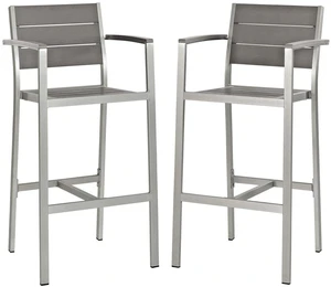 Shore Outdoor Patio Aluminum Dining Armchair and Bar Stool Set of 2 Shore Outdoor Patio Aluminum Dining Armchair and Bar Stool Set of 2