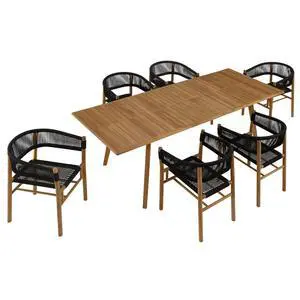 Vienna 7-Piece Outdoor Patio Teak and Rope Dining Set with Curved-Back Armchairs by Modway Vienna 7-Piece Outdoor Patio Teak and Rope Dining Set with Curved-Back Armchairs by Modway