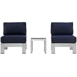 Shore 3 Piece Outdoor Patio Aluminum Sectional Sofa Set by Modway Shore 3 Piece Outdoor Patio Aluminum Sectional Sofa Set by Modway