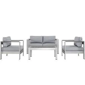 Shore 4 Piece Outdoor Patio Aluminum Sectional Sofa Set by Modway Shore 4 Piece Outdoor Patio Aluminum Sectional Sofa Set by Modway