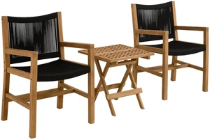Vienna 3-Piece Outdoor Patio Teak and Rope Armchairs with Folding Side Table by Modway Vienna 3-Piece Outdoor Patio Teak and Rope Armchairs with Folding Side Table by Modway