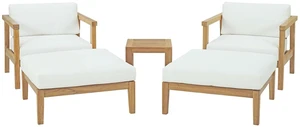 Bayport 5 Piece Outdoor Patio Teak Set Natural White Bayport 5 Piece Outdoor Patio Teak Set Natural White