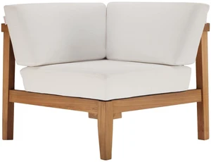 Bayport Outdoor Patio Teak Wood Corner Chair Natural White Bayport Outdoor Patio Teak Wood Corner Chair Natural White