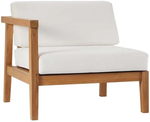 Bayport Outdoor Patio Teak Wood Left-Arm Chair Natural White Bayport Outdoor Patio Teak Wood Left-Arm Chair Natural White