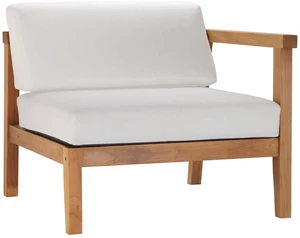 Bayport Outdoor Patio Teak Wood Right-Arm Chair Natural White Bayport Outdoor Patio Teak Wood Right-Arm Chair Natural White