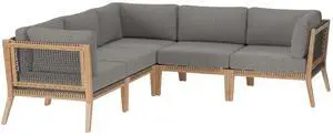 Clearwater Outdoor Patio Teak Wood 5-Piece Sectional Sofa Gray Graphite EEI-6123-GRY-GPH Clearwater Outdoor Patio Teak Wood 5-Piece Sectional Sofa Gray Graphite EEI-6123-GRY-GPH