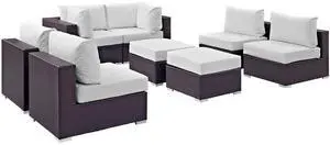 Convene 8 Piece Outdoor Patio Sectional Set Espresso Convene 8 Piece Outdoor Patio Sectional Set Espresso