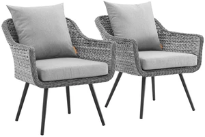 Endeavor Armchair Outdoor Patio Wicker Rattan Set of 2 Gray Gray Endeavor Armchair Outdoor Patio Wicker Rattan Set of 2 Gray Gray