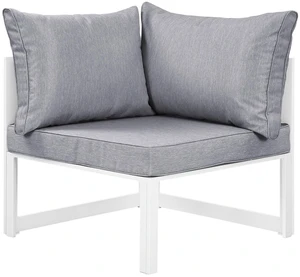 Fortuna Corner Outdoor Patio Armchair White Gray Fortuna Corner Outdoor Patio Armchair White Gray