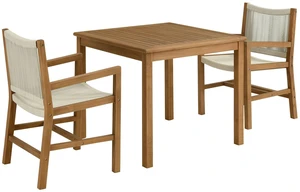 Vienna 3-Piece Outdoor Patio Teak and Rope Dining Set with Armchairs and Armless Chairs Vienna 3-Piece Outdoor Patio Teak and Rope Dining Set with Armchairs and Armless Chairs
