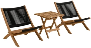 Vienna 3-Piece Outdoor Patio Teak and Rope Folding Lounge Chairs and Side Table by Modway Vienna 3-Piece Outdoor Patio Teak and Rope Folding Lounge Chairs and Side Table by Modway