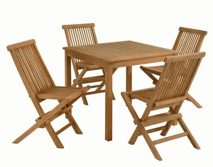 Vienna 5-Piece Outdoor Patio Teak Wood Dining Set with Folding Chairs Vienna 5-Piece Outdoor Patio Teak Wood Dining Set with Folding Chairs