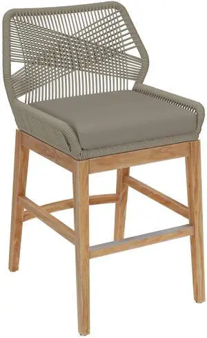 Wellspring Outdoor Patio Teak and Rope Counter Stool Wellspring Outdoor Patio Teak and Rope Counter Stool