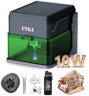 UTKA 10W Mini Laser Engraving Machine, 8000mm/min High-Speed Laser Engraver,Laser Cutter for Wood,Paper,Plastic,Leather,Food,Painted Metal, Portable Laser Engraver with 3.93*3.93 inch Engraving Area