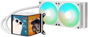 TRYX Panorama 240 ARGB White 240mm AIO 6.5'' AMOLED Curved Screen 3D Anamorphic Effect Display Customizable AIO Cooler 240mm Asetek 8th Gen 280w TDP ARGB Fan Intel LGA 1851/1700/1200/115X AMD AM5/AM4