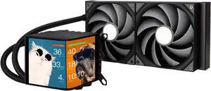 TRYX Panorama 280 280mm AIO 6.5'' AMOLED Curved Screen 3D Anamorphic Effect Display Customizable AIO Cooler 280mm 8th Gen Asetek Pump 300w TDP with ROTA PRO 140mm Fan LGA 1851/1700/1200/115X AM5/AM4