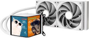 TRYX Panorama 280 White 280mm AIO 6.5'' AMOLED Curved Screen 3D Anamorphic Effect Display Customizable AIO Cooler 280mm 8th Gen Asetek Pump 300w TDP ROTA PRO 140mm Fan LGA 1851/1700/1200/115X AM5/AM4
