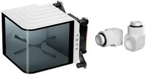 TRYX Panorama CPU Water Block White 6.67'' AMOLED Curved Screen 3D Anamorphic Effect Display 2K@60Hz Customizable Content with VRM Fan and 90° Rotary Adapter for Intel LGA 1700/1851/1200 AMD AM5/AM4