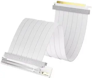 TRYX String PCIE 5.0 x 16 White Riser Cable 200mm 128GB/s Vertical Graphic Card/GPU Mount Flexible PCIE 4.0 Support Near-Zero Signal Loss with EMI Shield for RTX 4090/5070/5080/5090RX 9070XT/7900XT