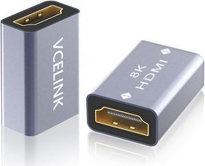 VCELINK HDMI Coupler 8K, HDMI 2.1 Female to Female Connector HDMI Extension Adapter, Support 8K@60Hz / 4K@120Hz 120UHD, 7680 * 4320 Resolution, 3D, HDR, ARC for Laptop, PC, Monitor, Roku TV, 2 Pack