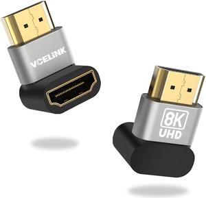 VCELINK 8K@60Hz HDMI Right Angle Adapter, 90 Degree and 270 Degree HDMI Adapter Male to Female, HDMI 2.1 Cable Adapter with 4K@120Hz, HDR, eARC for for HDTV Switch Laptop PS4 PS5 Xbox, 2-Pack