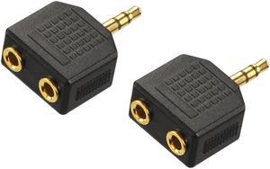 VCELINK 2-Pack 3.5mm Headphone Y Splitter, Gold Plated 3.5mm 1/8 inch Male to Dual Female Stereo Jack Adapter Converter