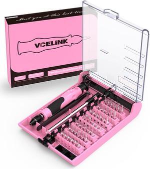 VCELINK Pink Screwdriver Set, Upgraded Small Precision Screwdriver Kit 45 in 1 with Case, Magnetic Repair Tool Set Gift for Women Compatible with PC, Electronic, Watch, Eyeglasses, DIY Project