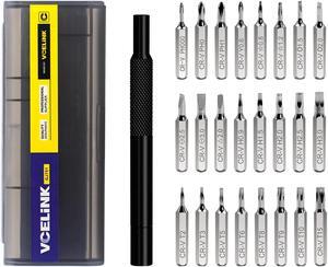 VCELINK Small Screwdriver Set with Case, 25 in 1 Magnetic Tiny Screwdriver Kit Electronics, Precision Mini Torx Bits Set for Computer, Phone, Game Console, Eyeglasses, Wtaches, Jewelers