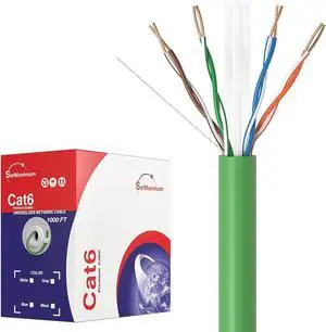 Cables Direct Online CAT6 1000ft Solid Ethernet LAN Cable Copper Clad Aluminum (CCA) 23AWG High-Speed Network, Gaming, Streaming, and Office Use Green