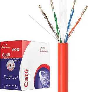 Cables Direct Online CAT6 1000ft Solid Ethernet LAN Cable Copper Clad Aluminum (CCA) 23AWG High-Speed Network, Gaming, Streaming, and Office Use Red