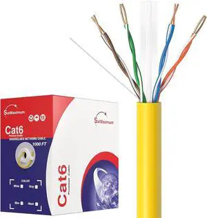 Cables Direct Online CAT6 1000ft Solid Ethernet LAN Cable Copper Clad Aluminum (CCA) 23AWG High-Speed Network, Gaming, Streaming, and Office Use Yellow