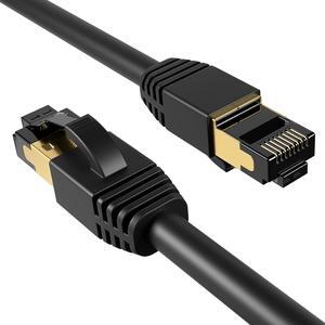 Cables Direct Online Cat8 Black 0.5FT Ethernet Patch Cable 40Gbps 2000MHz SFTP 26AWG Shielded Copper RJ45 - 2 Pack