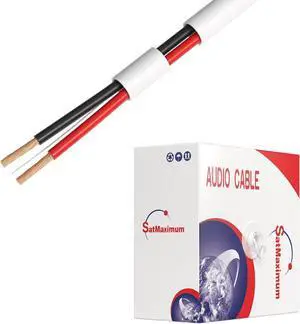 Cables Direct Online 500ft 16 Gauge Speaker Wire CL2 Rated Indoor Low Voltage CCA (Copper Clad Aluminum) 2 Conductor Audio Cable in Easy Pull Box  Ideal for In-Wall Installation  16/2