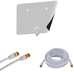 45 Miles Indoor HDTV Antenna Dual-Color White  6FT Detachable RG6  Long-Range UHF/VHF Digital TV, 4K Ultra HD 1080p ATSC 3.0, Free OTA Local Channels, Plug & Play