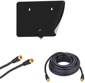45 Miles Indoor HDTV Antenna Dual-Color Black  6FT Detachable RG6  Long-Range UHF/VHF Digital TV, 4K Ultra HD 1080p ATSC 3.0, Free OTA Local Channels, Plug & Play