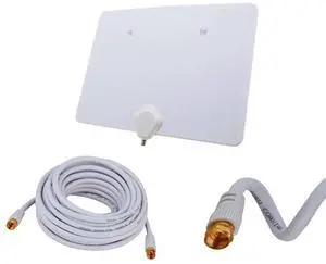 45 Miles Indoor HDTV Antenna with 6FT Detachable RG6 Cable  White Flat Reversible Digital TV Antenna VHF UHF FM  4K Ultra HD 1080p ATSC 3.0  Long-Range Local News, Sports, Weather